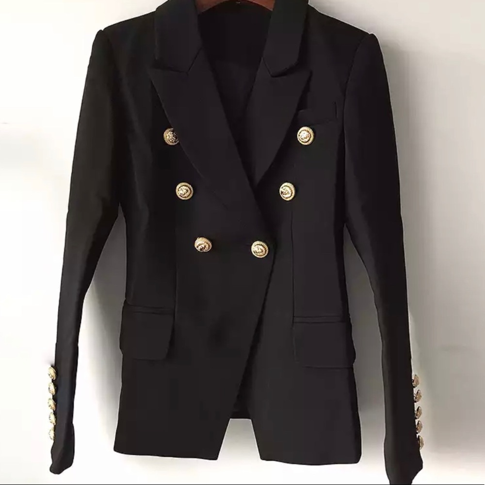 Double breasted Black blazer with gold buttons